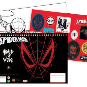 Spindelmannen World of Webs A4 spiralskissbok med 40 blad och klistermärken