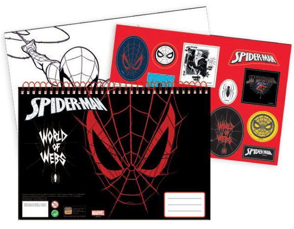 Spindelmannen World of Webs A4 spiralskissbok med 40 blad och klistermärken