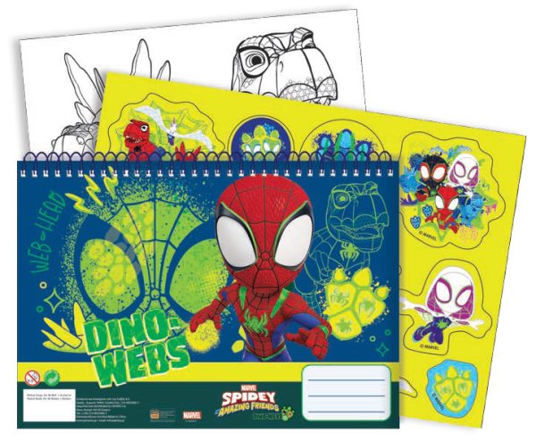 Spindelmannen Spidey Dino-Webs A/4 spiralblock med 40 blad och klistermärken