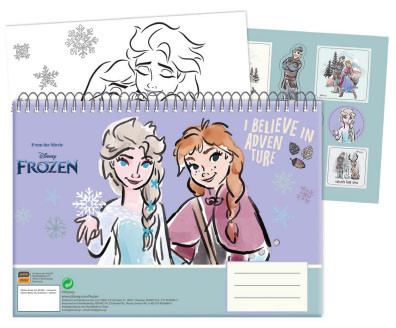 Disney Frozen Adventure A/4 spiralblock med 40 sidor och klistermärken