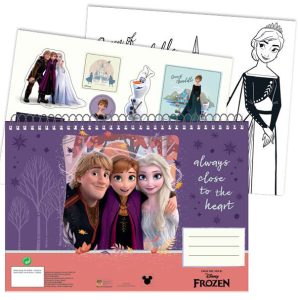 Disney Frozen hjärtformad A4 spiralblock med 40 sidor och klistermärken