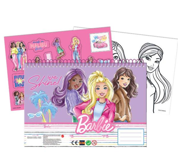 Barbie A/4 spiralblock med 40 sidor och klistermärken