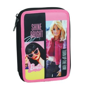 Barbie Shine Bright dubbelvånings pennfodral med innehåll