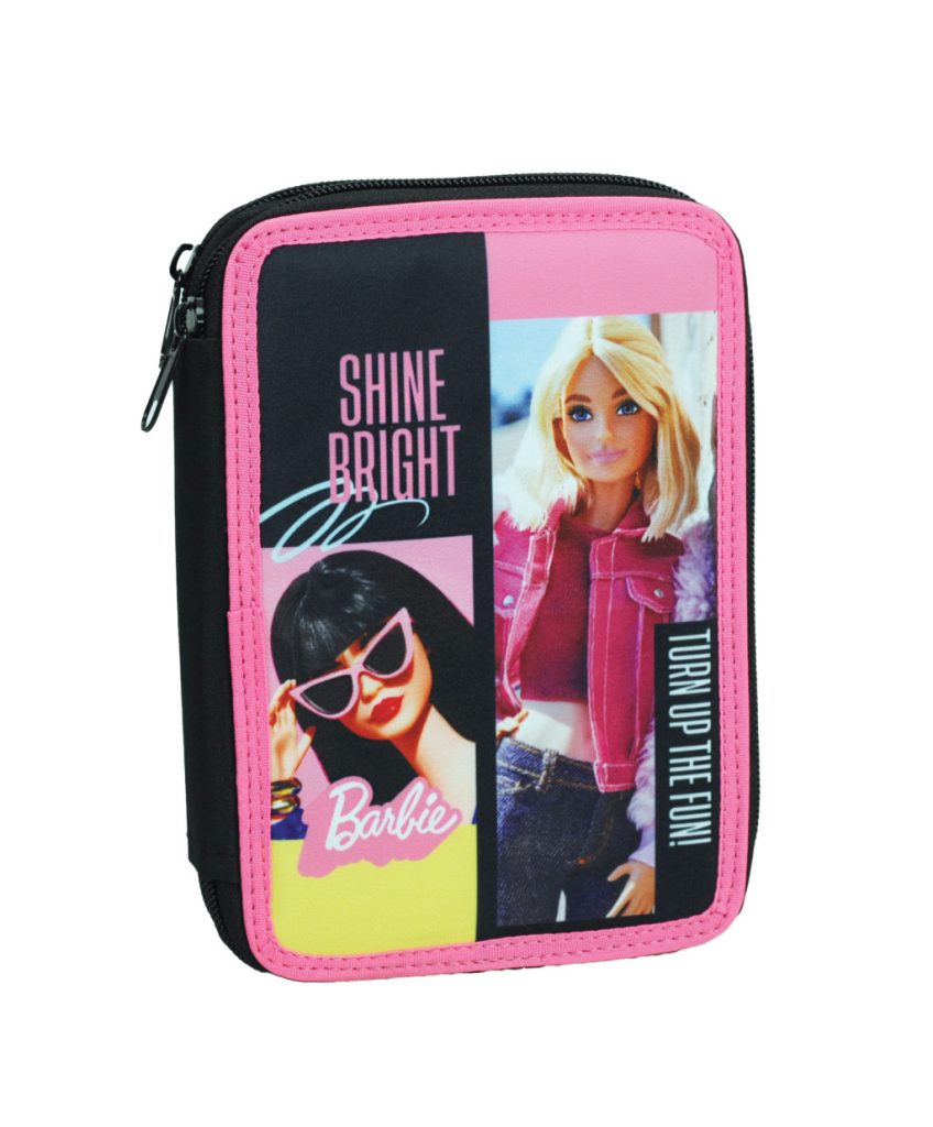 Barbie Shine Bright dubbelvånings pennfodral med innehåll