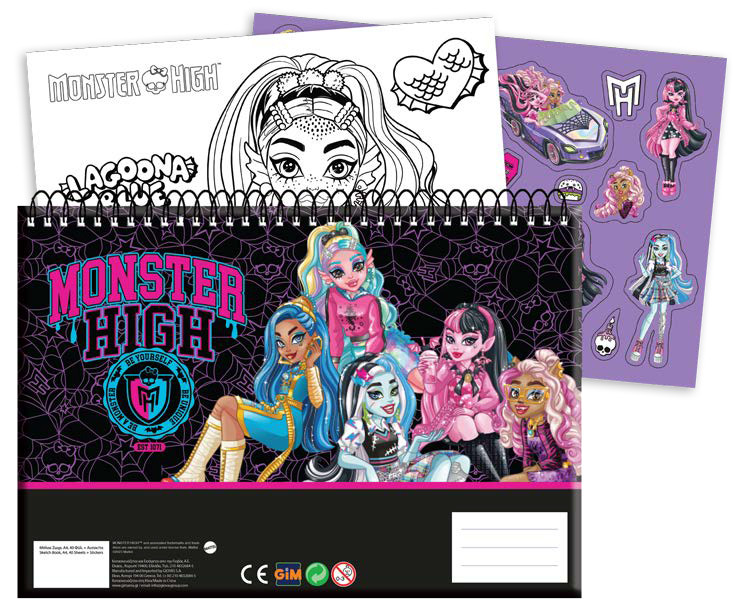 Monster High Crew A/4 spiralblock med 40 sidor och klistermärken