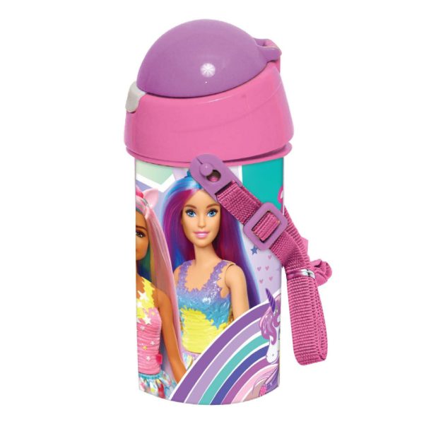 Barbie sportflaska med sugrör, 500 ml
