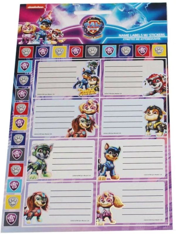 Paw Patrol Power Up anteckningsetiketter med klistermärken 16-pack