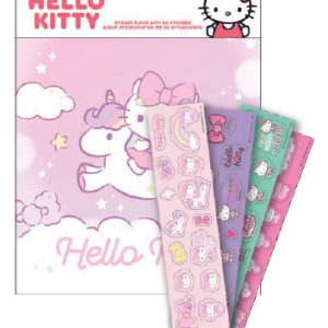 Hello Kitty enhörning klistermärkesalbum med 50 klistermärken