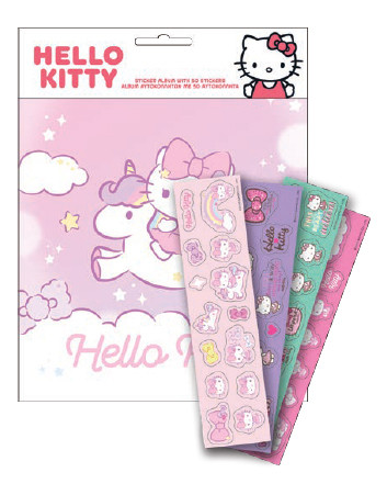 Hello Kitty enhörning klistermärkesalbum med 50 klistermärken