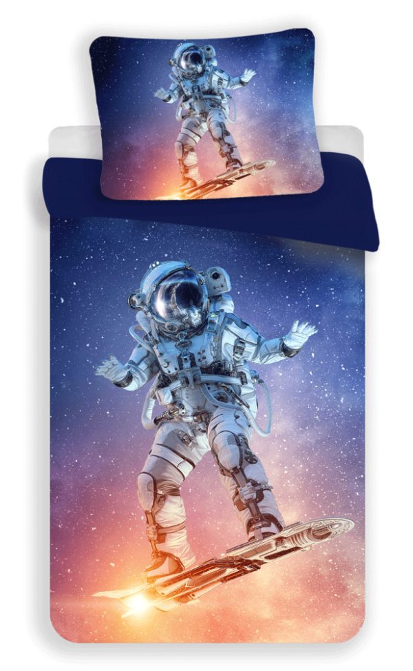 Astronaut Surf påslakan 140×200 cm, örngott 70×90 cm mikrofiber