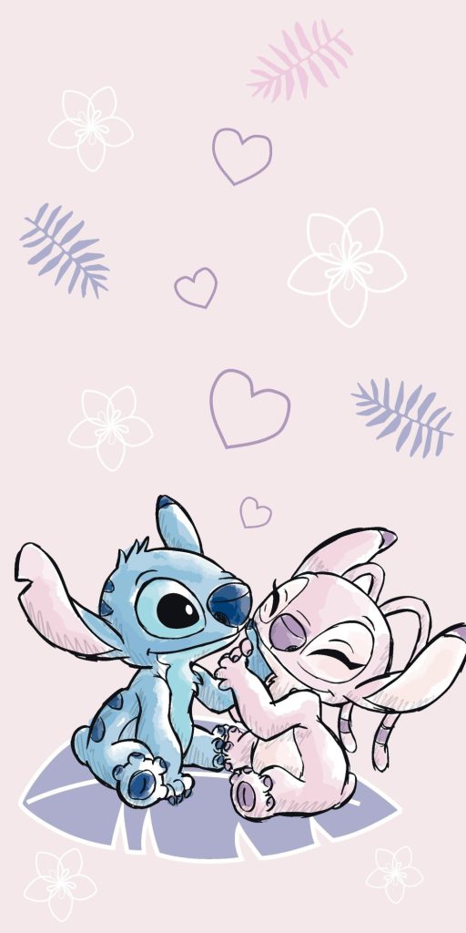 Disney Lilo and Stitch Rosa Badhandduk, Strandhandduk 70x140 cm