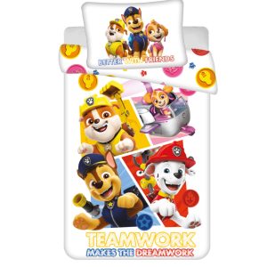 Paw Patrol Teamwork barns påslakan 100×135 cm, 40×60 cm