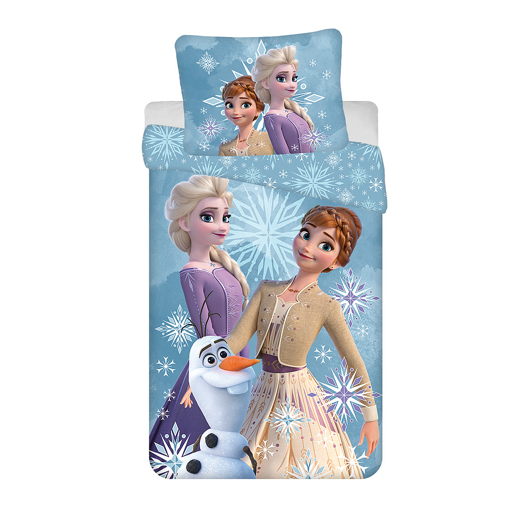Disney Frozen barnbäddset med vita snöflingor 100×135 cm, 40×60 cm