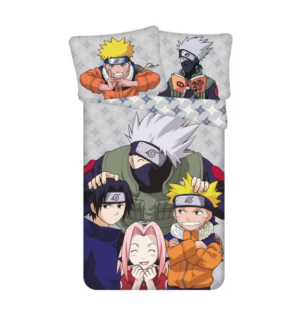 Naruto påslakanset grå 140×200 cm, 70×90 cm