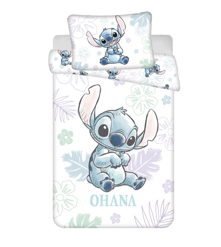 Disney Lilo and Stitch Ohana vitt barnsängklädesset 100×135 cm, 40×60 cm