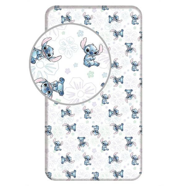 Disney Lilo and Stitch Ohana vitt påslakan med resår 90x200 cm