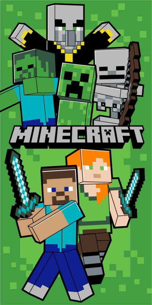 Minecraft Let's Survive badhandduk, strandhandduk 70x140 cm