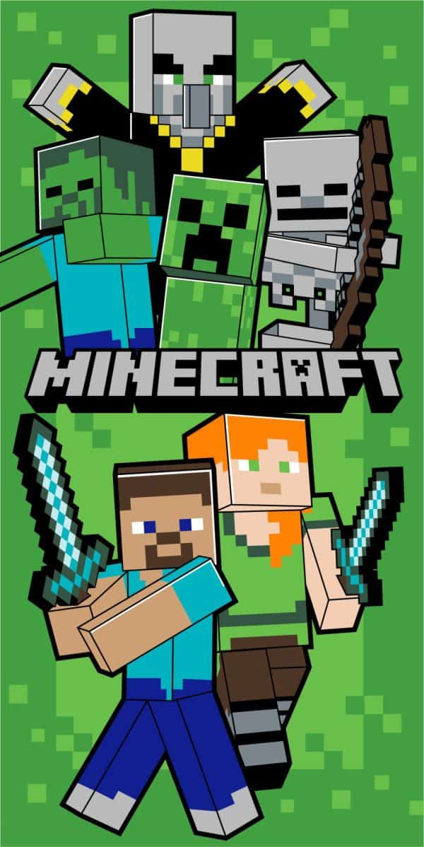 Minecraft Let's Survive badhandduk, strandhandduk 70x140 cm
