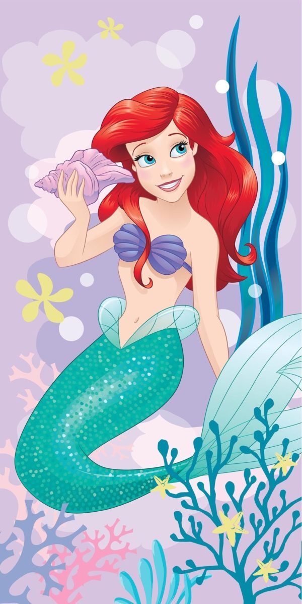 Disney Prinsessor Ariel Badhandduk 70x140 cm – Mjuk Bomullshandduk