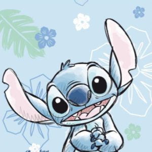 Disney Lilo and Stitch Ohana blå badhandduk, strandhandduk 70x140 cm