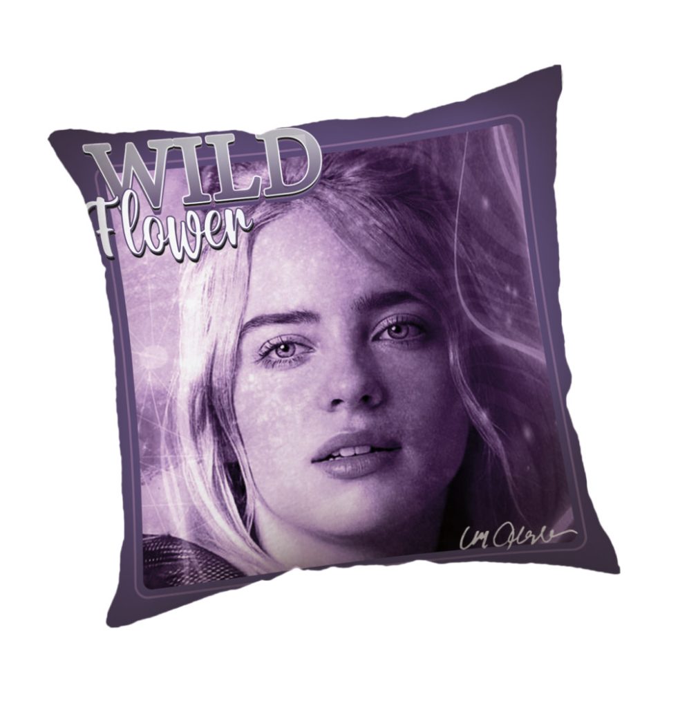 Billie Eilish Wild Flower kudde, dekorationskudde 40x40 cm