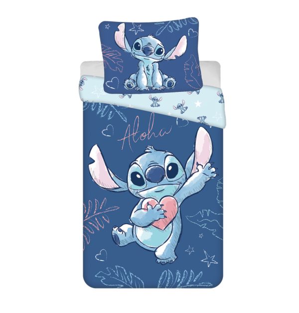 Disney Lilo & Stitch Aloha blå påslakanset / bäddset, 140×200 cm, 70×90 cm, bomull