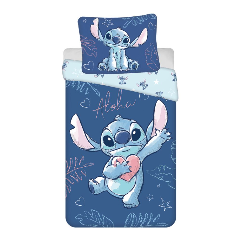 Disney Lilo and Stitch Aloha blå påslakan 140×200 cm, örngott 70×90 cm