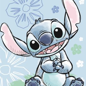 Disney Lilo and Stitch Ohana blå handduk, ansiktshandduk 30x50 cm