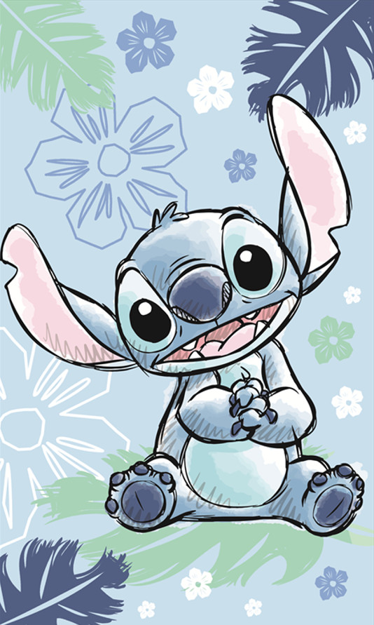 Disney Lilo and Stitch Ohana blå handduk, ansiktshandduk 30x50 cm