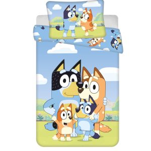 Bluey Happy Family barnsängkläder för förskola, 100×135 cm, 40×60 cm