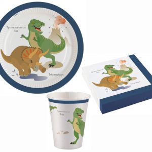 Dinosaurie festset med 36 delar och 23 cm tallrikar