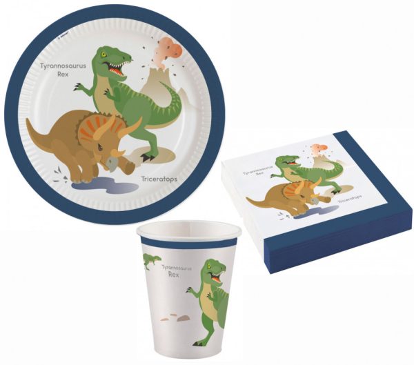Dinosaur Happy festset med 36 delar och 23 cm tallrikar