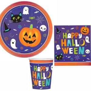Halloween Friends festset med 36 delar och 23 cm tallrikar