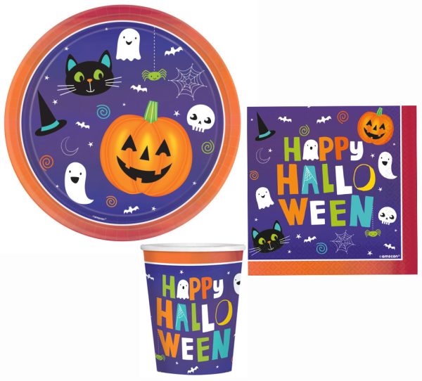 Halloween Friends festset med 36 delar och 23 cm tallrikar