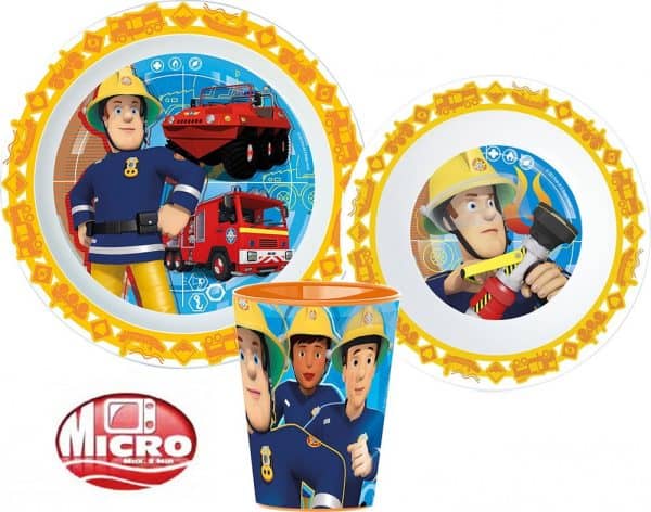 Fireman Sam Rescue Mission matservis i mikoplast med 260 ml mugg