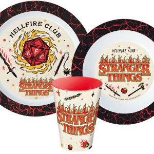 Stranger Things Upside Down middagsset, mikrovågssäkert plastset, kopp 260 ml