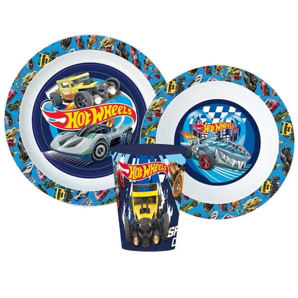 Hot Wheels Blue Fire servis i mikoplast med kopp 260 ml