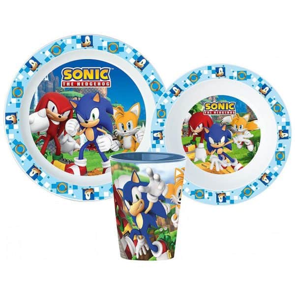 Sonic the Hedgehog Adventure servisset i mikrovågssäker plast, kopp 260 ml