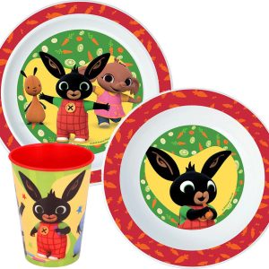 Bing Happy Bunny middagsset i mikoplast med kopp 260 ml