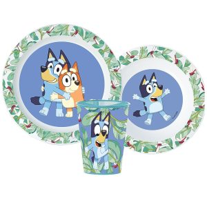 Bluey tropiskt middagsset i mikoplast med kopp 260 ml