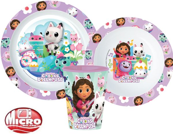 Gabbys Dockskåp Kitty Magic middagsset, mikrovågssäkert set med kopp 260 ml