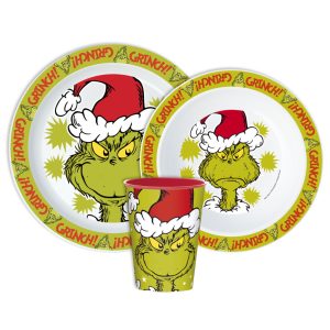 The Grinch Christmas Mischief middagsset i mikoplast med kopp 260 ml