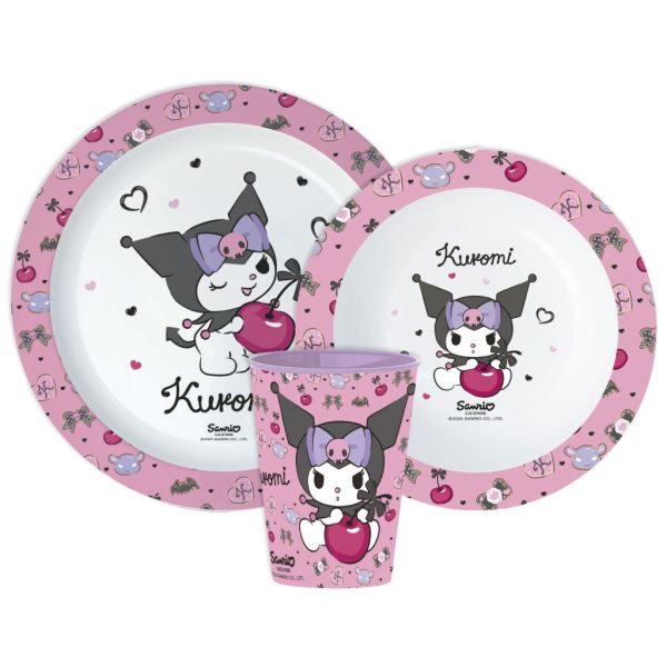 Hello Kitty Kuromi middagsset, mikrovågssäkert, med kopp 260 ml
