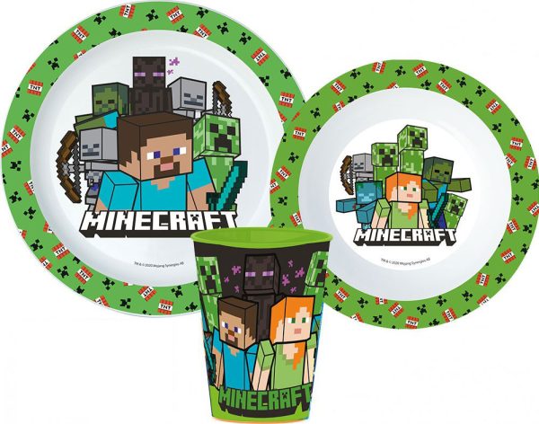 Minecraft Pixelcraft middagsset med kopp 260 ml