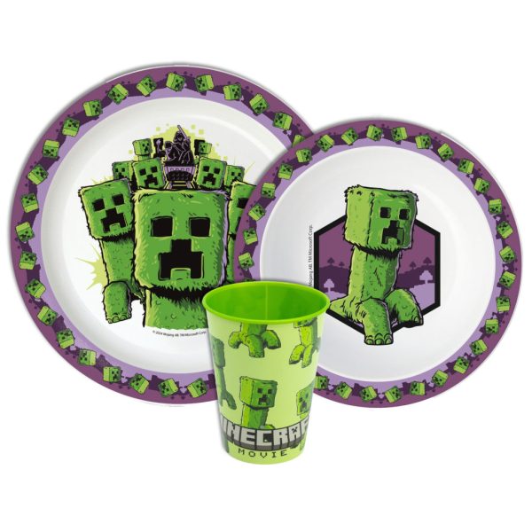 Minecraft The Movie middagsset, mikrovågssäkert set, kopp 260 ml