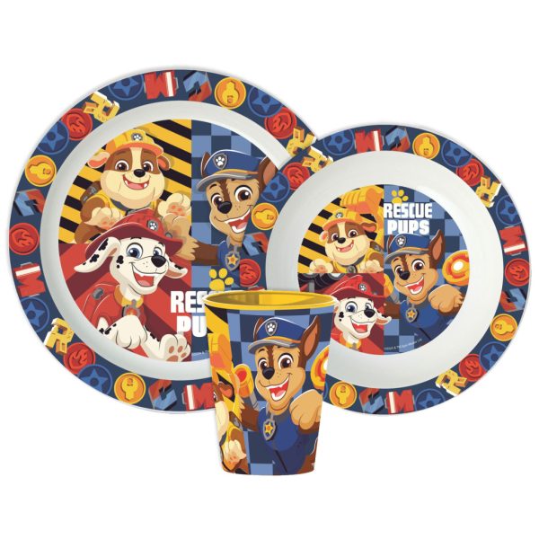 Paw Patrol Rescue Pups middagsset, mikrovågssäkert set med kopp 260 ml