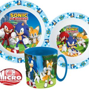 Sonic the Hedgehog äventyrsmiddagset i mikoplast med mugg 350 ml
