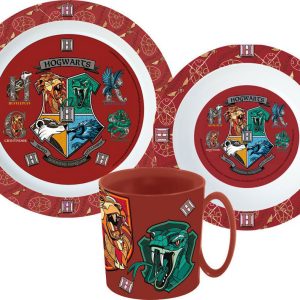 Harry Potter skolsköldar middagsservis, mikrofiberplastset med mugg 350 ml