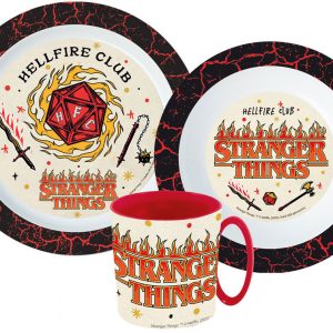Stranger Things Upside Down middagsset i mikoplast med mugg 350 ml