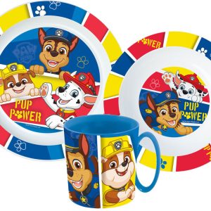 Paw Patrol Pup Power middagsset i mikrovågssäker plast med mugg 350 ml